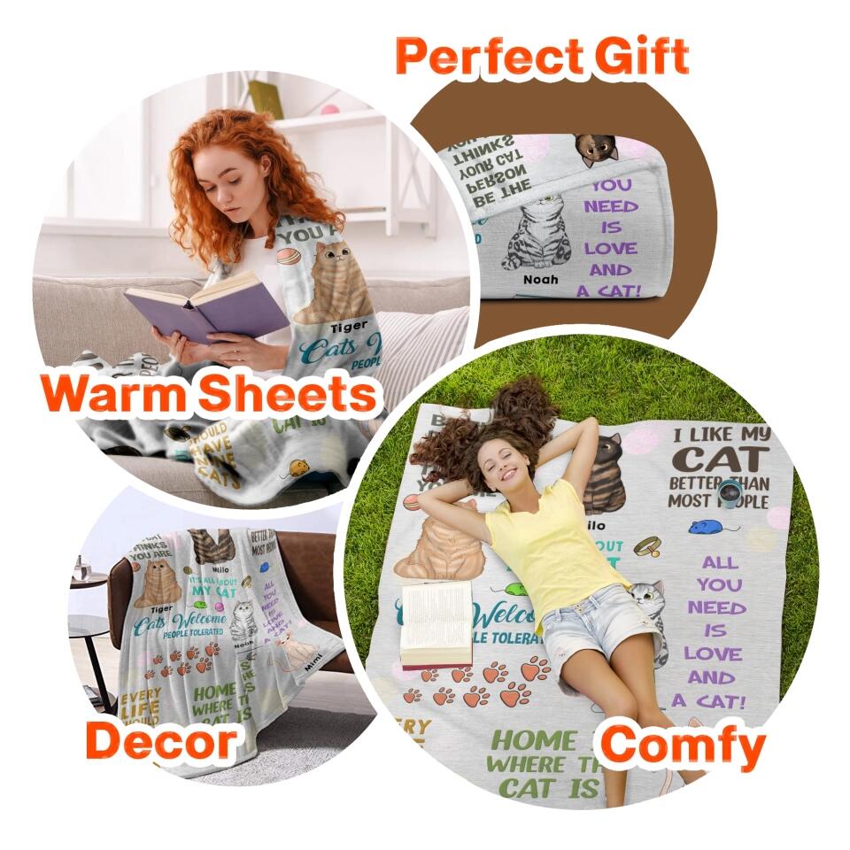 Personalized I Like My Cat Better Than Most People Cats Welcome Quilt Blanket Printed PNDT0301