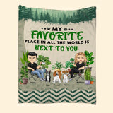 Personalized My Favorite Place In All The World 
Is Next To You Couple & Dogs Quilt Blanket Printed PNHQ0301