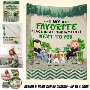 Personalized My Favorite Place In All The World 
Is Next To You Couple & Dogs Quilt Blanket Printed PNHQ0301