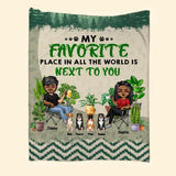 Personalized My Favorite Place In All The World 
Is Next To You Couple & Dogs Quilt Blanket Printed PNHQ0301