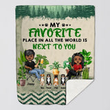 Personalized My Favorite Place In All The World 
Is Next To You Couple & Dogs Quilt Blanket Printed PNHQ0301