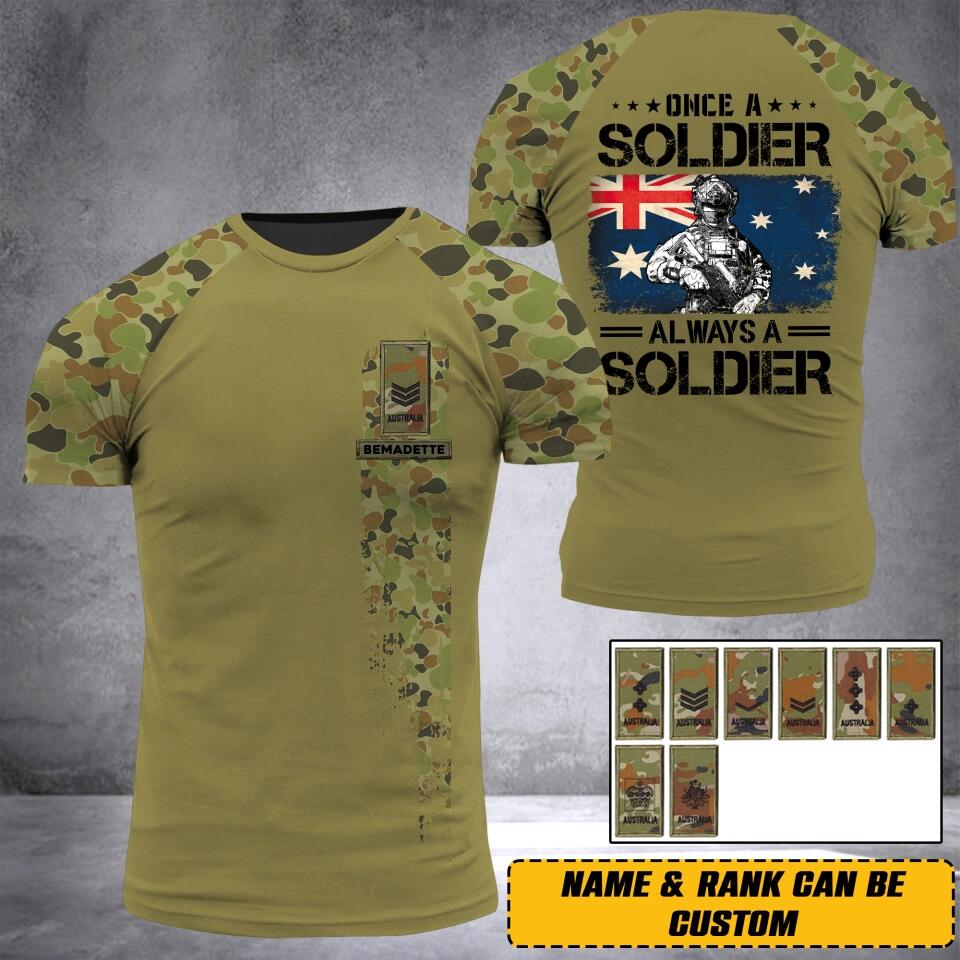 Personalized Australian Army Veteran/Soldier Camo 3D Printed Tshirt 23JAN-HQ03