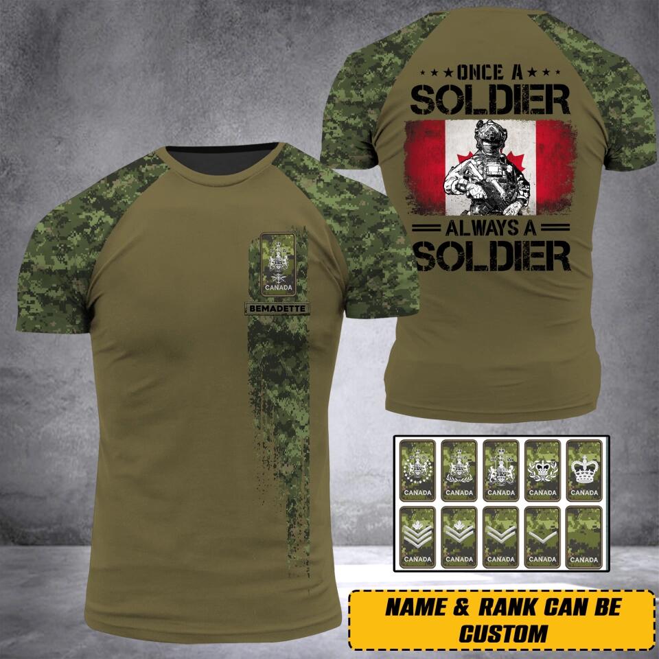 Personalized Canadian Army Veteran/Soldier Camo 3D Printed Tshirt 23JAN-HQ03