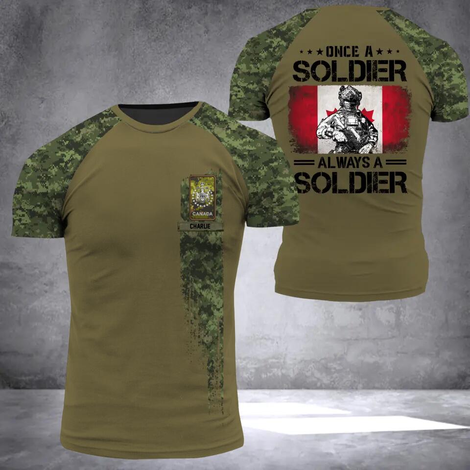 Personalized Canadian Army Veteran/Soldier Camo 3D Printed Tshirt 23JAN-HQ03