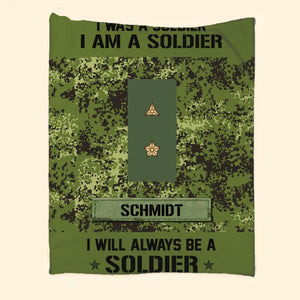 Personalized I Was A Soldier I Am A Soldier Danish Soldier/Veteran Rank Camo Quilt Blanket Printed QTDT0301