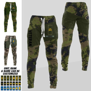 Personalized Finland  Veteran/ Solider Rank Camo Printed 3D Sweatpants QTDT0301