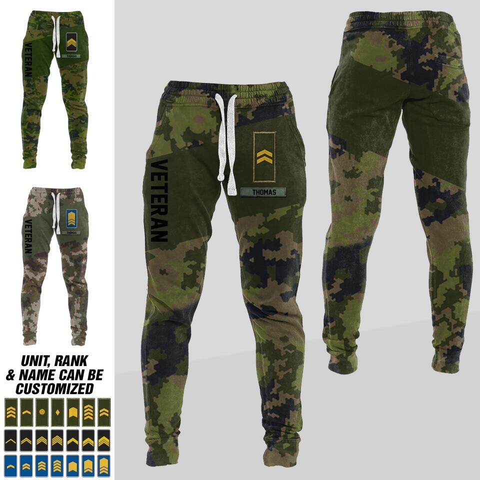 Personalized Finland  Veteran/ Solider Rank Camo Printed 3D Sweatpants QTDT0301