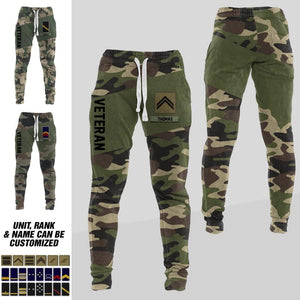Personalized French Veteran/ Solider Rank Camo Printed 3D Sweatpants QTDT0301