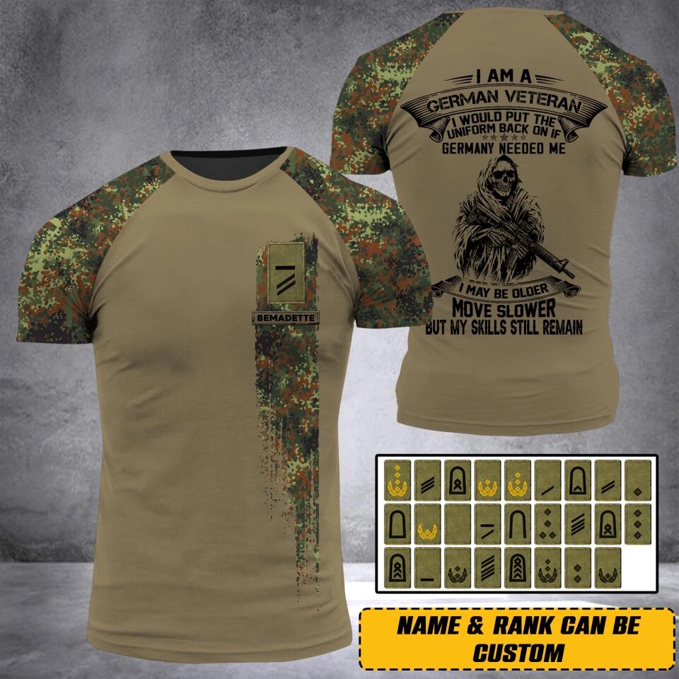 Personalized I Am German Veteran I Would Put The Uniform Back On Rank Camo 3D Printed Tshirt 23JAN-HQ03