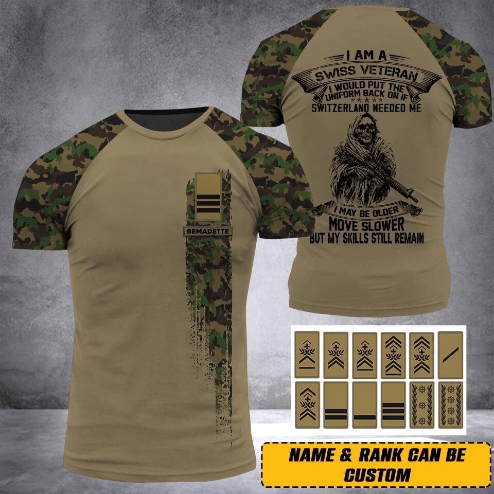 Personalized I Am Swiss Veteran I Would Put The Uniform Back On Rank Camo 3D Printed Tshirt 23JAN-HQ03