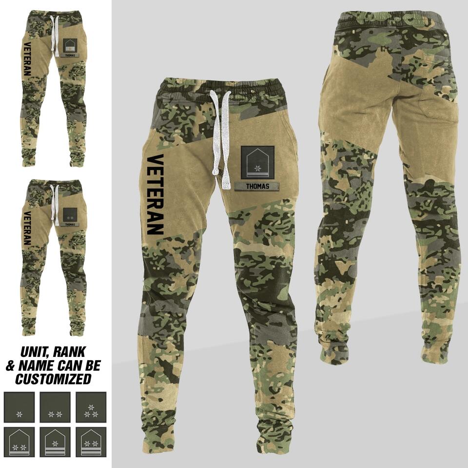 Personalized Austrian Veteran/ Solider Rank Camo Printed 3D Sweatpants QTDT0401