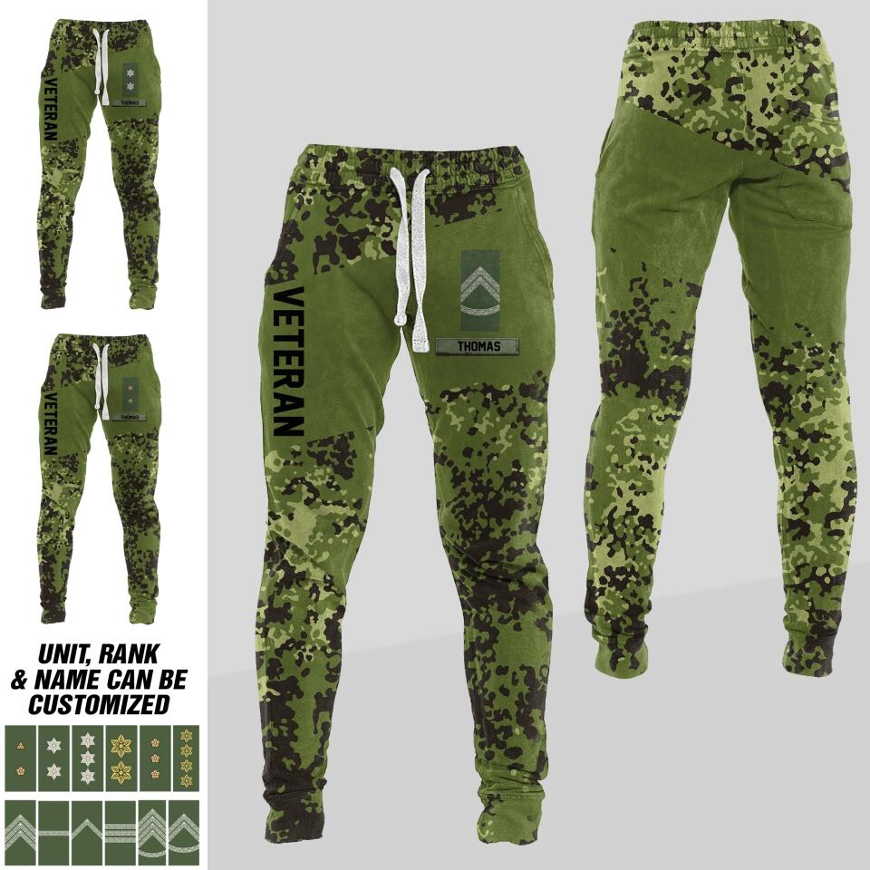 Personalized Denmark Veteran/ Solider Rank Camo Printed 3D Sweatpants QTDT0401