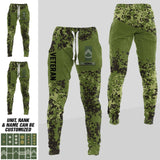 Personalized Denmark Veteran/ Solider Rank Camo Printed 3D Sweatpants QTDT0401