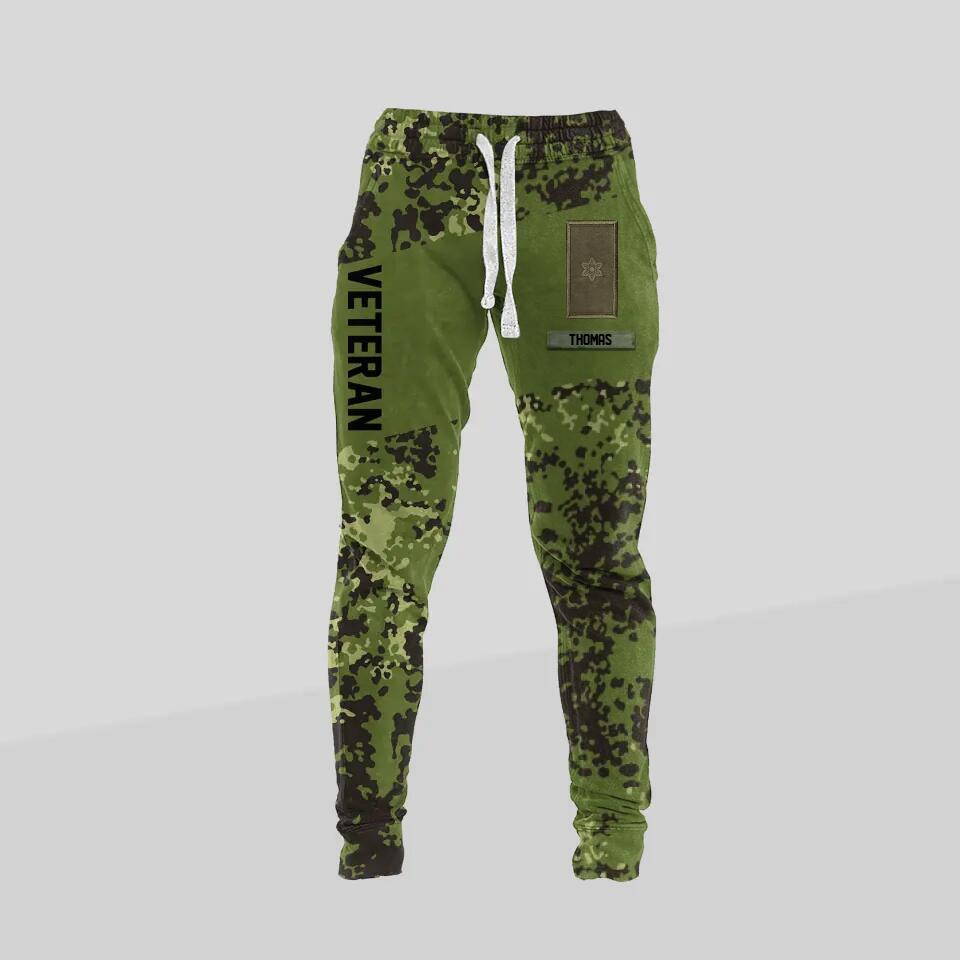 Personalized Denmark Veteran/ Solider Rank Camo Printed 3D Sweatpants QTDT0401