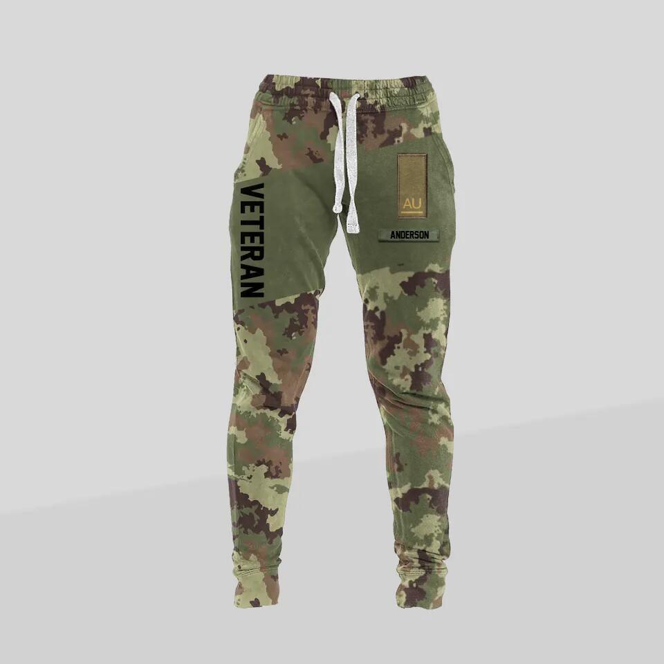 Personalized Italian Veteran/ Solider Rank Camo Printed 3D Sweatpants QTDT0401