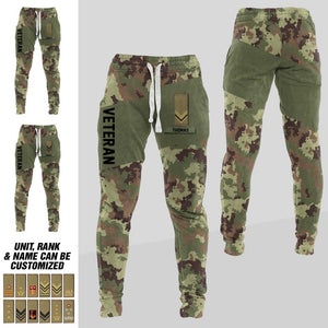 Personalized Italian Veteran/ Solider Rank Camo Printed 3D Sweatpants QTDT0401