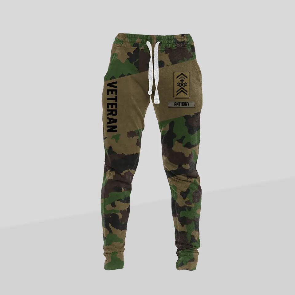 Personalized Swiss Veteran/ Solider Rank Camo Printed 3D Sweatpants QTDT0401