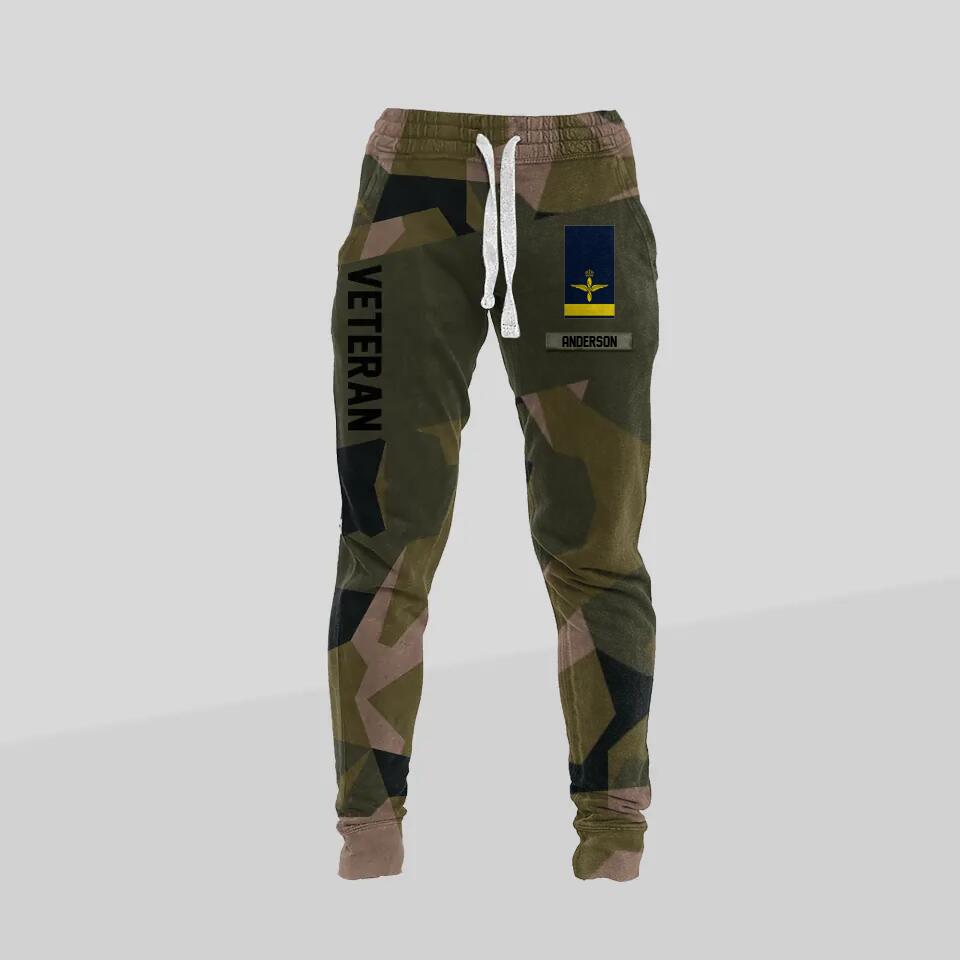Personalized Sweden Veteran/ Solider Rank Camo Printed 3D Sweatpants QTDT0401