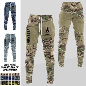 Personalized UK Veteran/ Solider Rank Camo Printed 3D Sweatpants QTDT0401