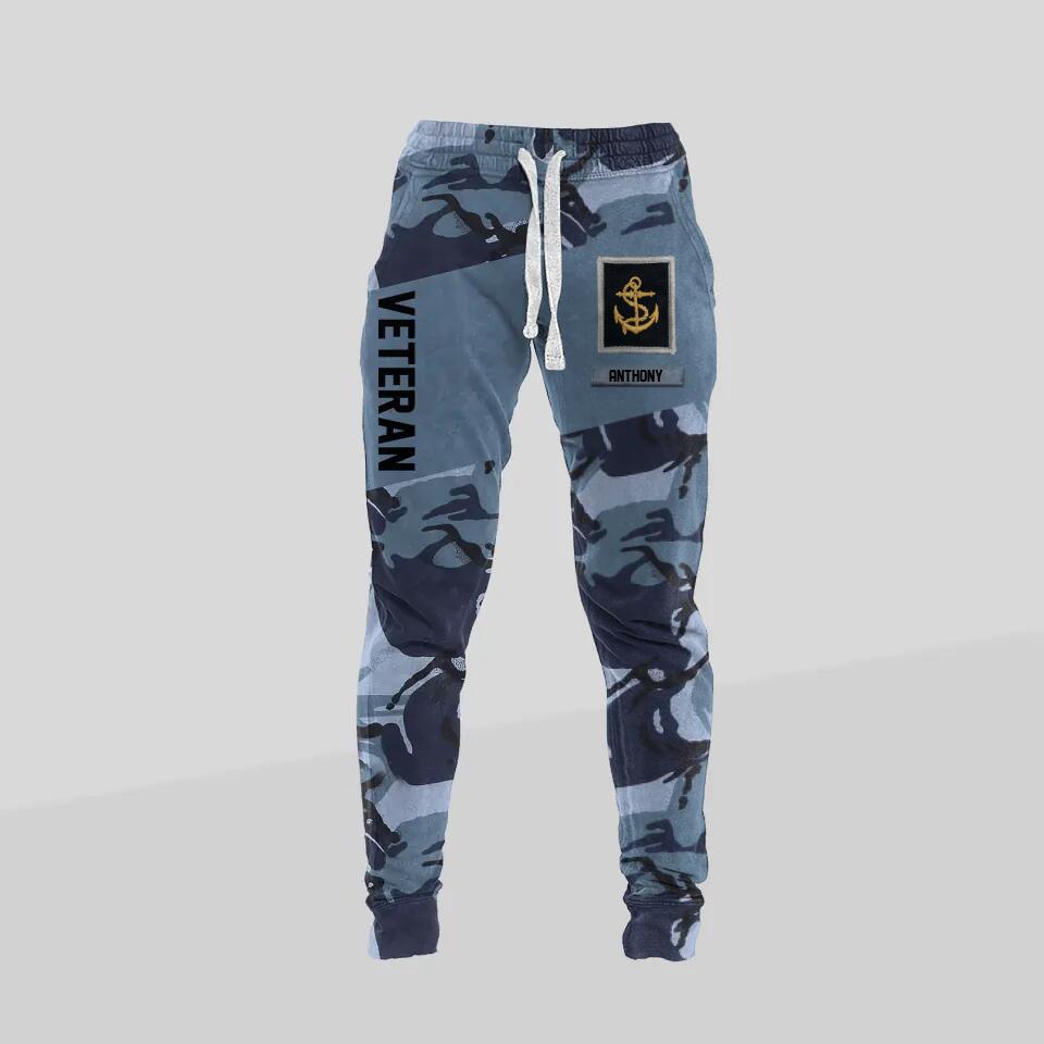 Personalized UK Veteran/ Solider Rank Camo Printed 3D Sweatpants QTDT0401
