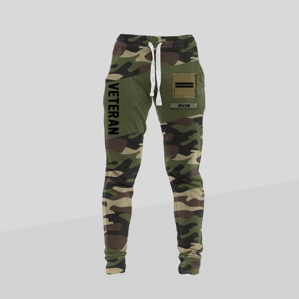 Personalized French Veteran/ Solider Rank Camo Printed 3D Sweatpants QTDT0301