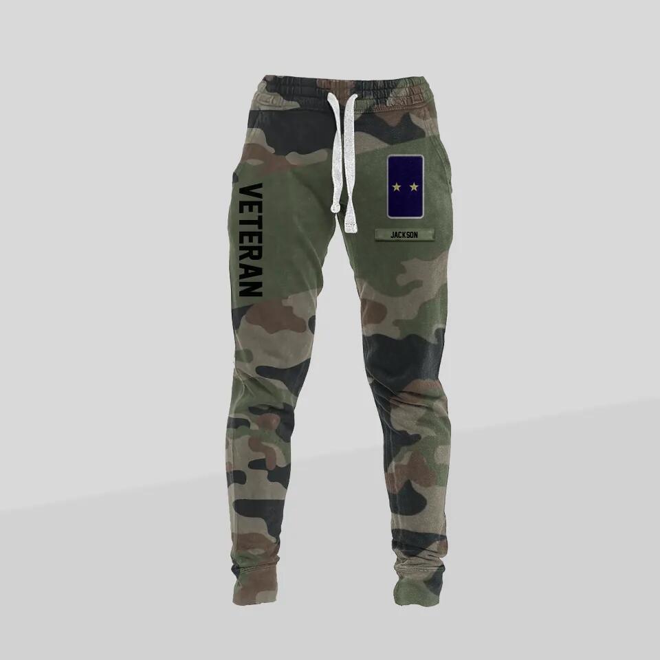 Personalized French Veteran/ Solider Rank Camo Printed 3D Sweatpants QTDT0301