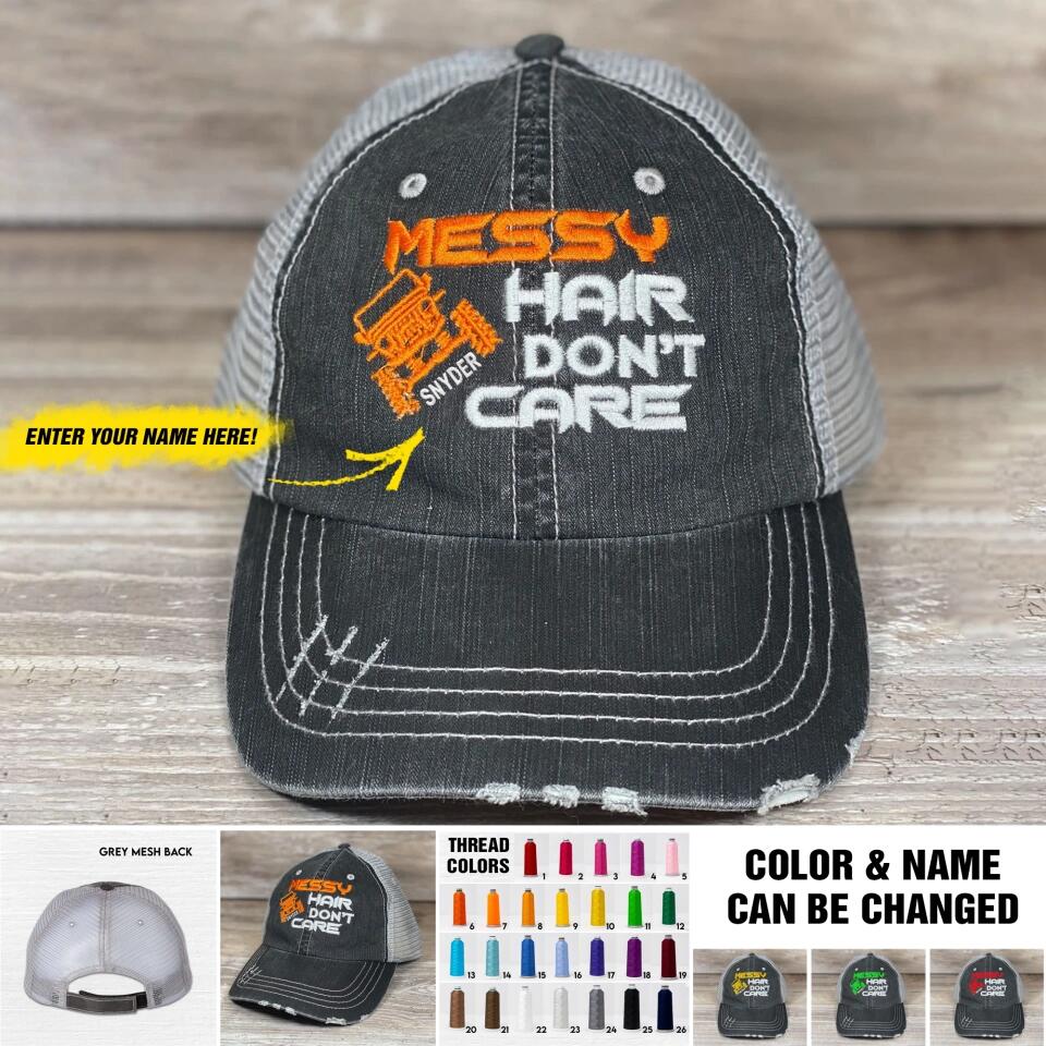Personalized Messy Hair Don't Care Jeep Lovers Embroidery Cap 22JAN-DT04