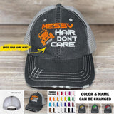 Personalized Messy Hair Don't Care Jeep Lovers Embroidery Cap 22JAN-DT04