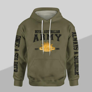 Personalized Australian Solider/ Veteran One A Soldier Always A Soldier Unit Logo Hoodie 3D Printed QTDT0401