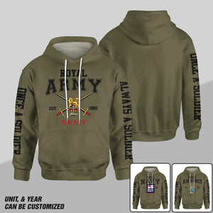 Personalized UK Solider/ Veteran One A Soldier Always A Soldier Unit Logo Hoodie 3D Printed QTDT0401