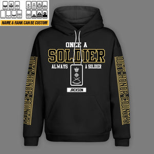 Personalized Once A Soldier Always A Soldier Australian Veteran/Soldier Rank Camo Hoodie Printed QTHQ0401