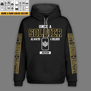 Personalized Once A Soldier Always A Soldier Canadian Veteran/Soldier Rank Camo Hoodie Printed QTHQ0401