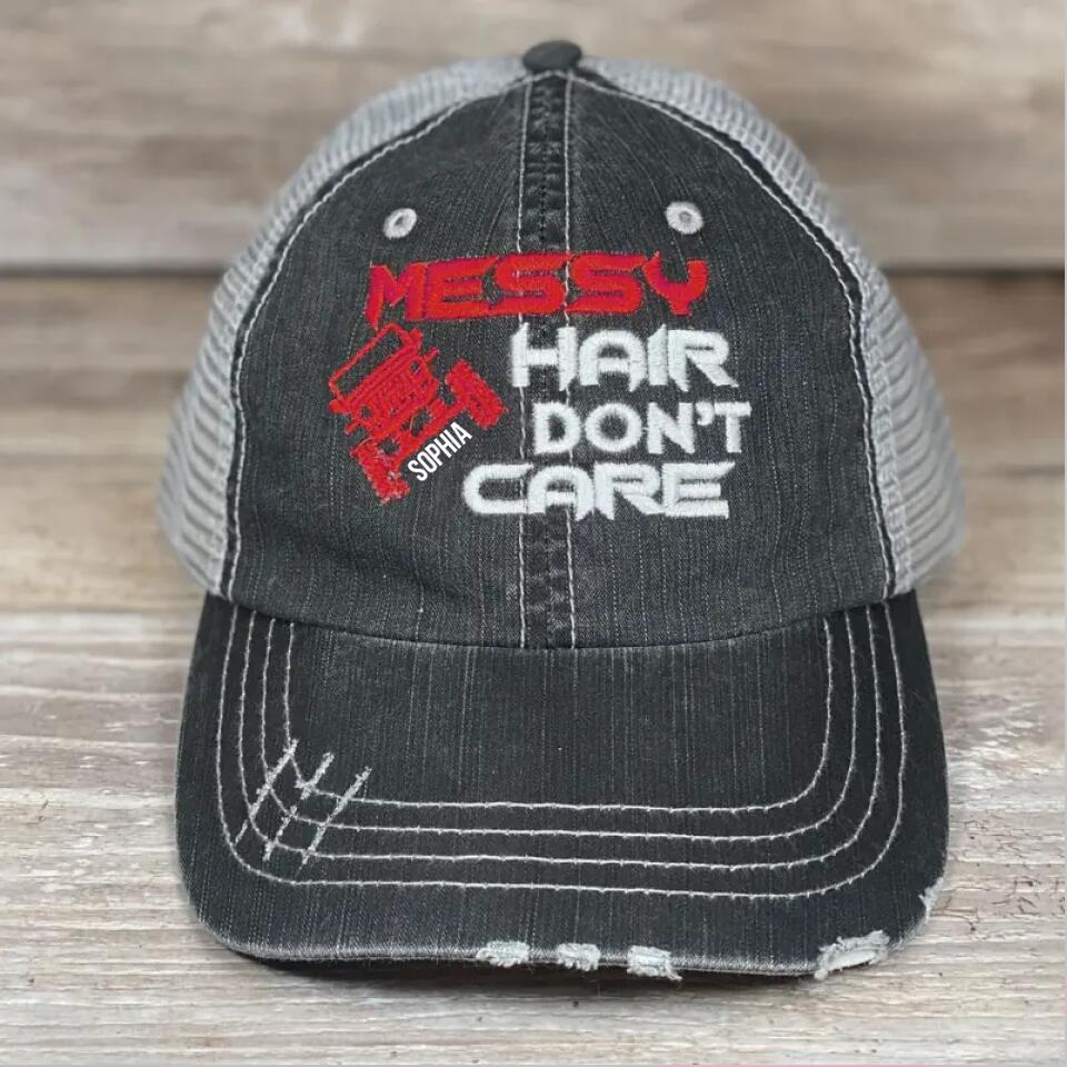 Personalized Messy Hair Don't Care Jeep Lovers Embroidery Cap 22JAN-DT04