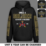 Personalized Canadian Solider/ Veteran One A Soldier Always A Soldier Unit Logo Hoodie 3D Printed QTHQ0501