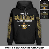 Personalized Australian Solider/ Veteran One A Soldier Always A Soldier Unit Logo Hoodie 3D Printed QTHQ0501