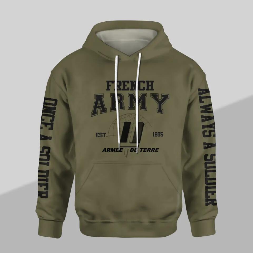 Personalized French Solider/ Veteran One A Soldier Always A Soldier Unit Logo Hoodie 3D Printed QTDT0501