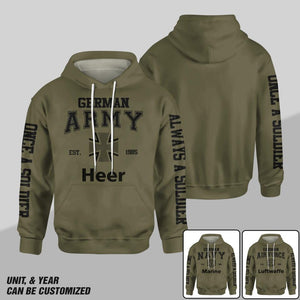 Personalized German Solider/ Veteran One A Soldier Always A Soldier Unit Logo Hoodie 3D Printed QTDT0501