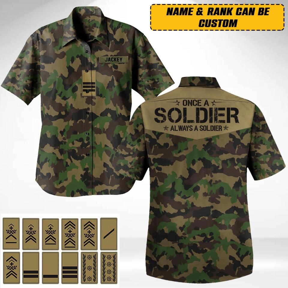 Personalized Swiss Veteran/Soldier Once A Soldier Always A Soldier Hawaii Shirt Printed 23JAN-HQ05