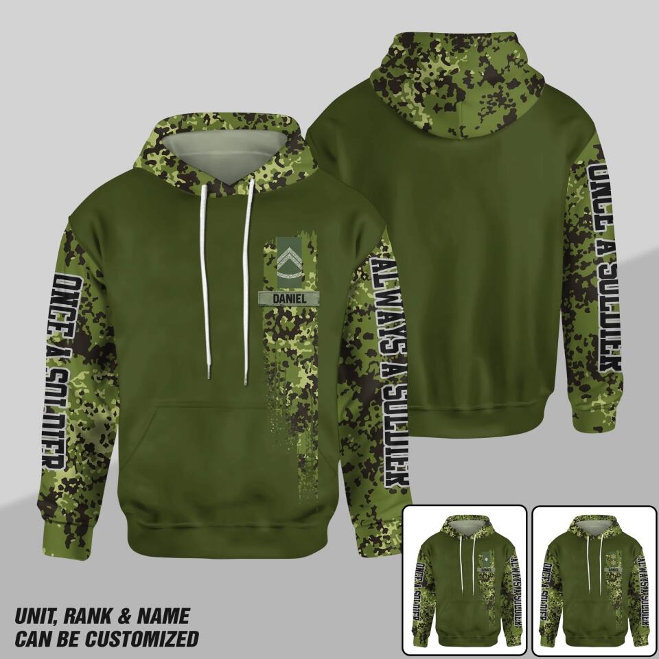 Personalized Danish Solider/ Veteran One A Soldier Always A Soldier Rank Camo Hoodie 3D Printed QTDT0601