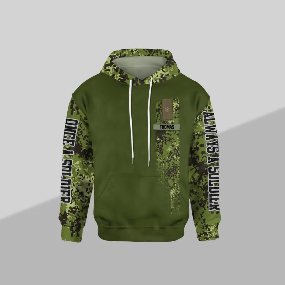 Personalized Danish Solider/ Veteran One A Soldier Always A Soldier Rank Camo Hoodie 3D Printed QTDT0601