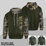 Personalized French Solider/ Veteran One A Soldier Always A Soldier Rank Camo Hoodie 3D Printed QTDT0601