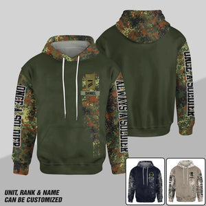 Personalized German Solider/ Veteran One A Soldier Always A Soldier Rank Camo Hoodie 3D Printed QTDT0601