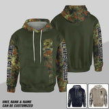 Personalized German Solider/ Veteran One A Soldier Always A Soldier Rank Camo Hoodie 3D Printed QTDT0601