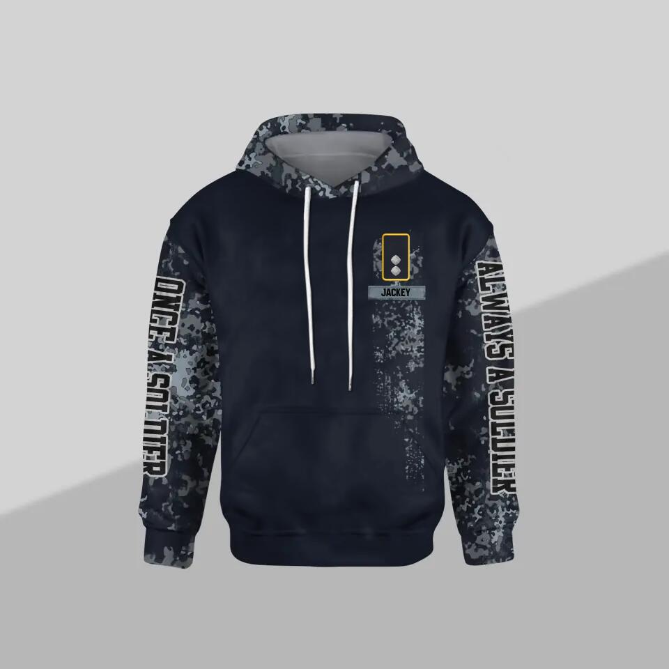 Personalized German Solider/ Veteran One A Soldier Always A Soldier Rank Camo Hoodie 3D Printed QTDT0601
