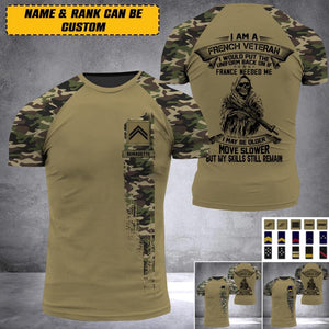 Personalized I Am A French Veteran I Would Put The Uniform Back On  Rank Camo 3D Printed Tshirt 23JAN-HQ06