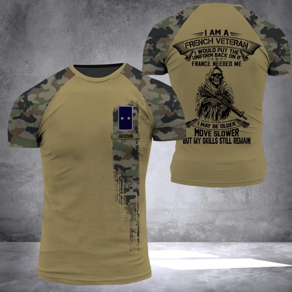 Personalized I Am A French Veteran I Would Put The Uniform Back On  Rank Camo 3D Printed Tshirt 23JAN-HQ06