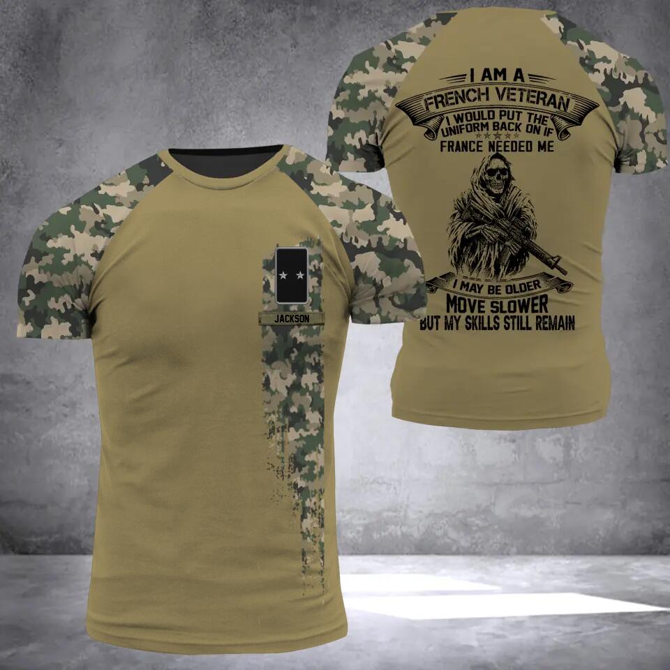 Personalized I Am A French Veteran I Would Put The Uniform Back On  Rank Camo 3D Printed Tshirt 23JAN-HQ06