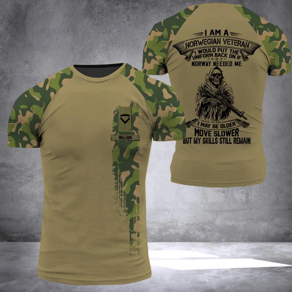 Personalized I Am A Norwegian Veteran I Would Put The Uniform Back On  Rank Camo 3D Printed Tshirt 23JAN-HQ06
