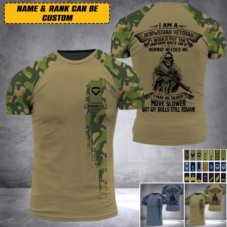 Personalized I Am A Norwegian Veteran I Would Put The Uniform Back On  Rank Camo 3D Printed Tshirt 23JAN-HQ06