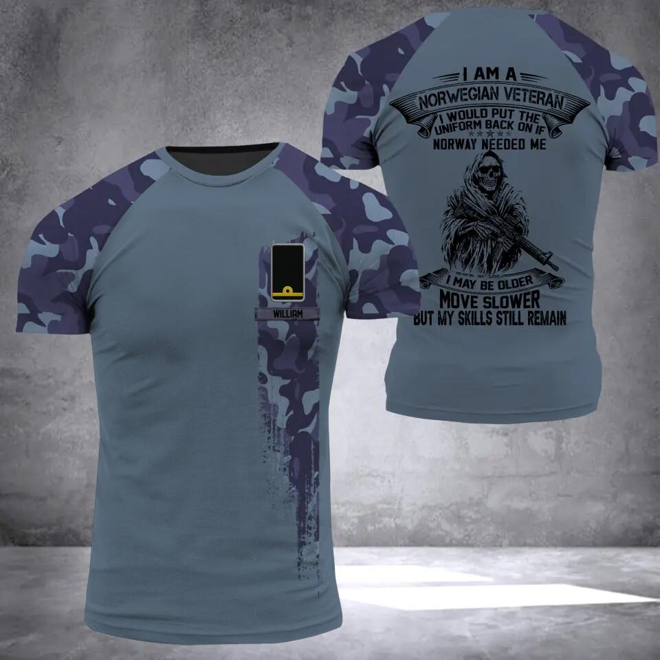 Personalized I Am A Norwegian Veteran I Would Put The Uniform Back On  Rank Camo 3D Printed Tshirt 23JAN-HQ06